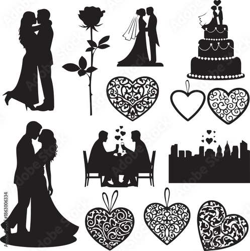 Wedding silhouette clip art and iconsPrint
