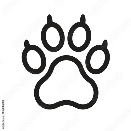 Stylized Dog Paw Print Icon for Pets and Animals.