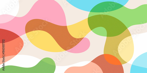 Abstract background with simple organic shapes in pastel colors. Texture is on a separate layer.
