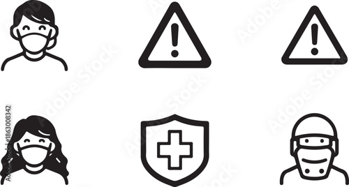 illustration depicting a person wearing a mask warning signs a medical shield and protective gear concepts high quality professional detailed modern