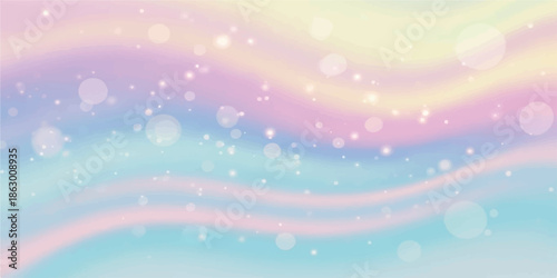 Abstract Pastel Rainbow Swirls with Bokeh Lights.