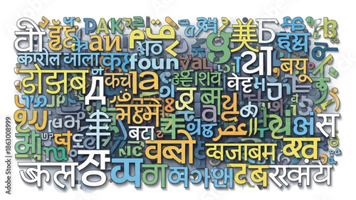 Multilingual Word Cloud with Various Languages and Colors
