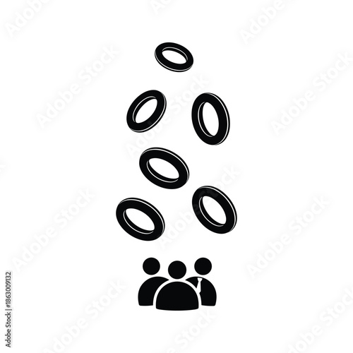 People Catching Rings Falling From Above