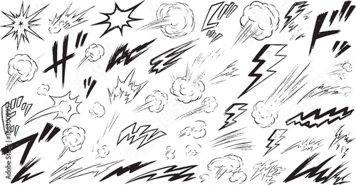 Collection of Manga Sound Effects and Action Lines.