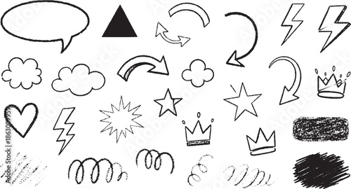 Collection of HandDrawn Doodle Elements and Shapes.