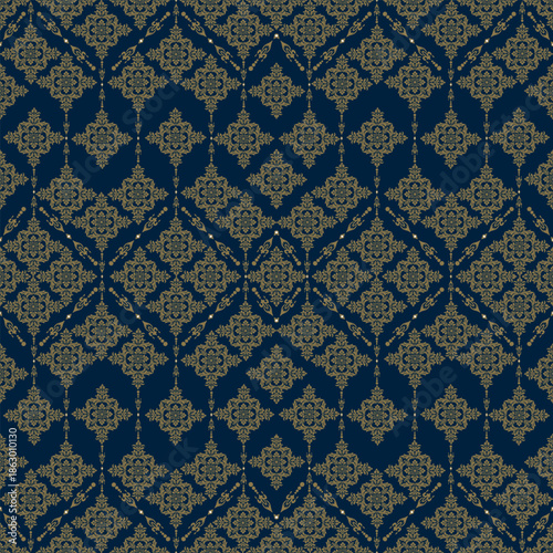 Classic Damask Seamless
Pattern - Vector Illustration for Elegant Textile
Design,Damask,Jacquard loom, Brocade, Satin weave,ethnic, geometric, textile, fabric, motif, retro, 