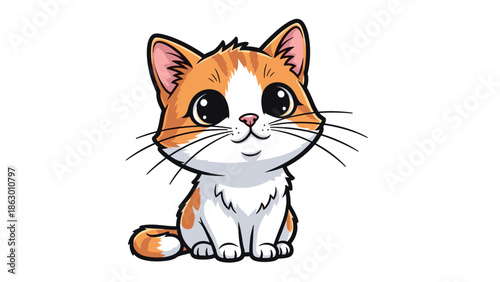 Adorable Cartoon Orange and White Kitten.