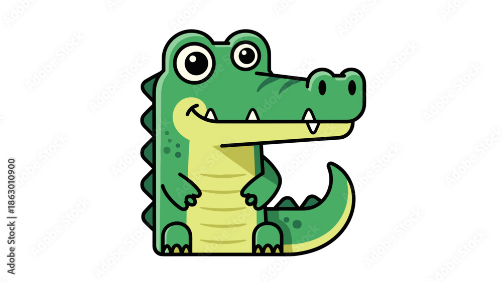 Fototapeta premium Cartoon Alligator Character with Open Mouth.