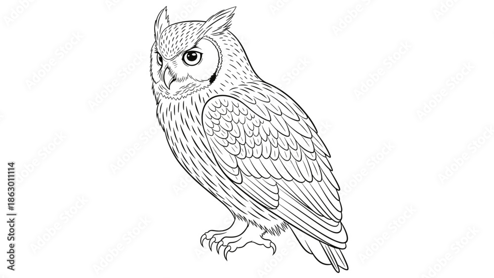 Obraz premium Detailed Illustration of an Owl Bird.