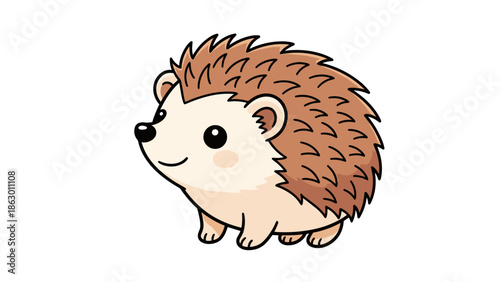 Cute Cartoon Hedgehog Character Illustration.
