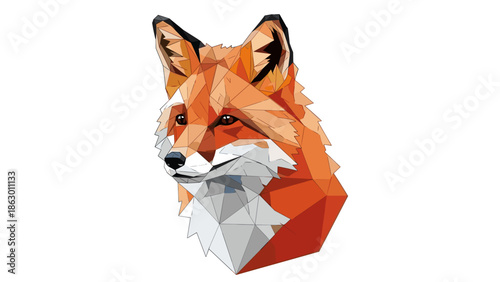 Geometric Origami Fox Head Illustration Art.