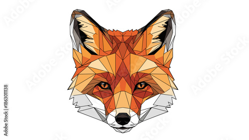 Geometric Fox Head Illustration Portrait.