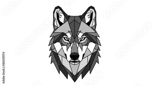 Geometric Wolf Head Illustration Design 1.