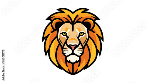Lion Head Illustration with Vibrant Mane.