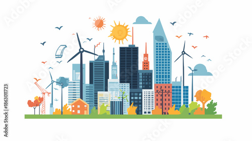 Sustainable City with Renewable Energy Sources.