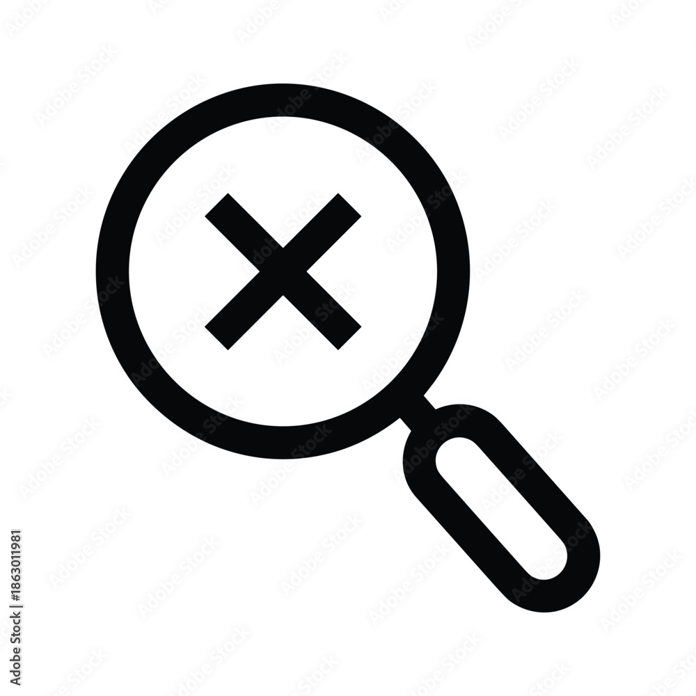 Obraz premium Magnifying glass with cross icon