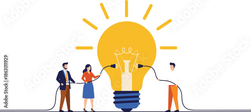 Business, innovation, idea, concept, teamwork, people, connecting, lightbulb, creativity, solution, strategy, collaboration, startup, inspiration, leadership, success, technology, growth, motivation
