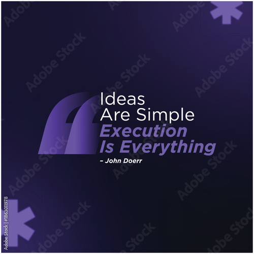 Motivational Quote Graphic with Purple Gradient and Bold Typography Saying Ideas Are Simple Execution Is Everything
