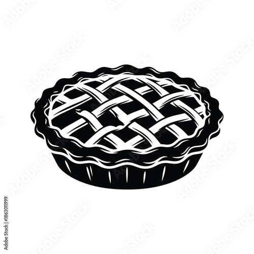 Black and white illustration of a lattice pie