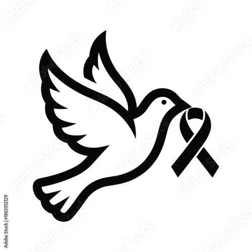 Dove Flying with Awareness Ribbon
