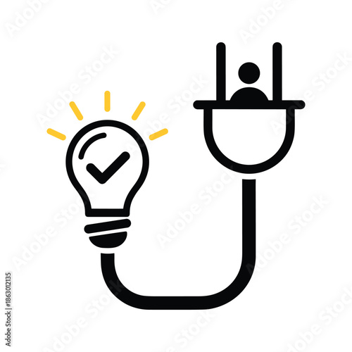 Light bulb plugged into outlet icon