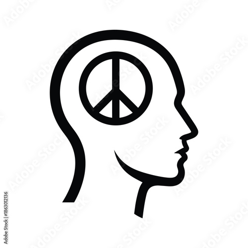 Human head peace sign silhouette