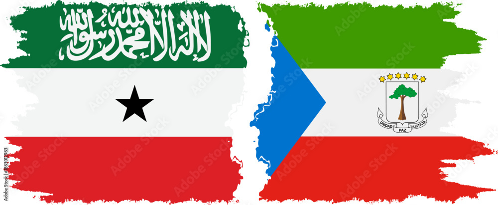 Obraz premium Equatorial Guinea and Somaliland grunge flags connection, vector