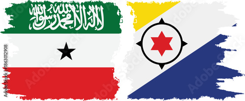 Bonaire and Somaliland grunge flags connection, vector