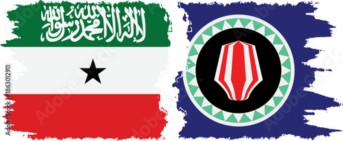 Bougainville and Somaliland grunge flags connection, vector