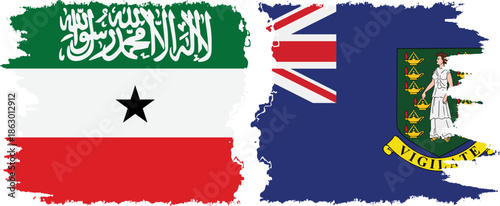 British Virgin Islands and Somaliland grunge flags connection, vector