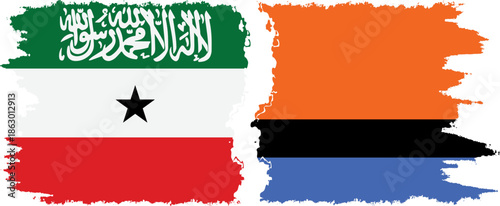 Chagos and Somaliland grunge flags connection, vector