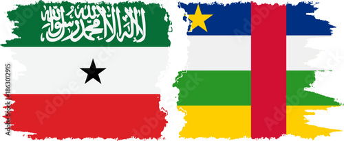 Central African Republic and Somaliland grunge flags connection, vector