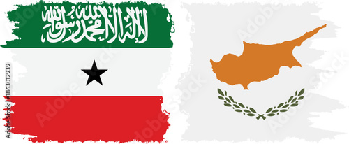 Cyprus and Somaliland grunge flags connection, vector
