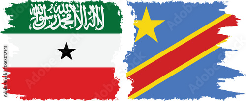 Congo - Kinshasa and Somaliland grunge flags connection, vector