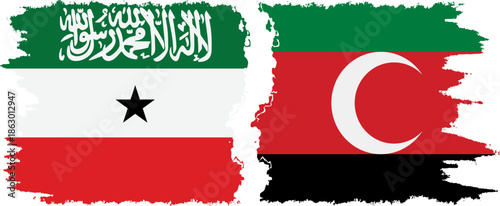 Darfur and Somaliland grunge flags connection, vector