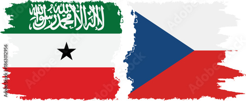 Czech and Somaliland grunge flags connection, vector
