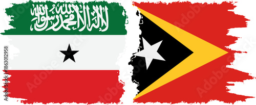 Timor-Leste - East Timor and Somaliland grunge flags connection, vector