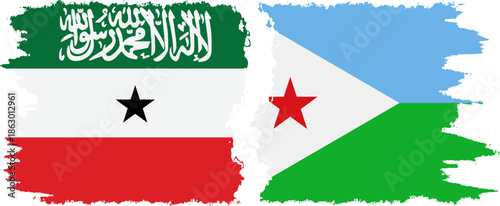 Djibouti and Somaliland grunge flags connection, vector