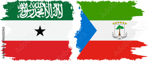 Equatorial Guinea and Somaliland grunge flags connection, vector