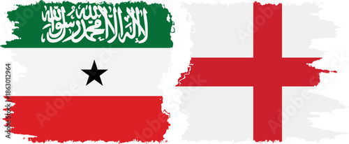 England and Somaliland grunge flags connection, vector