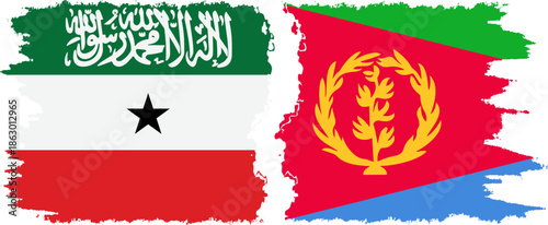 Eritrea and Somaliland grunge flags connection, vector