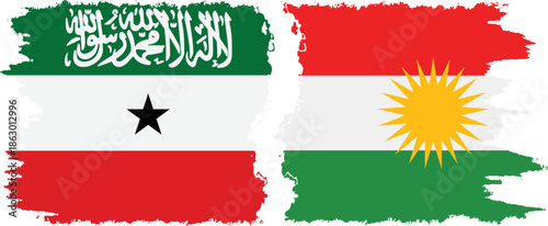Kurdistan and Somaliland grunge flags connection, vector