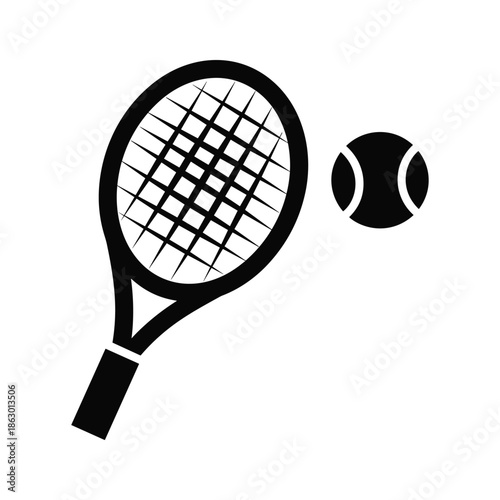 Tennis Racket and Ball Silhouette