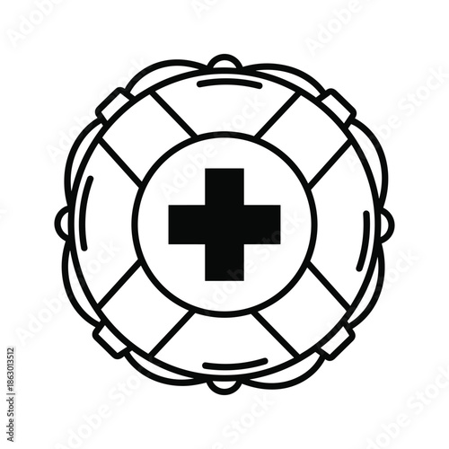 Lifebuoy with medical cross icon