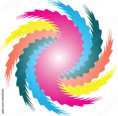 Abstract colorful peacock feather vector illustration with bird wings and decorative elements