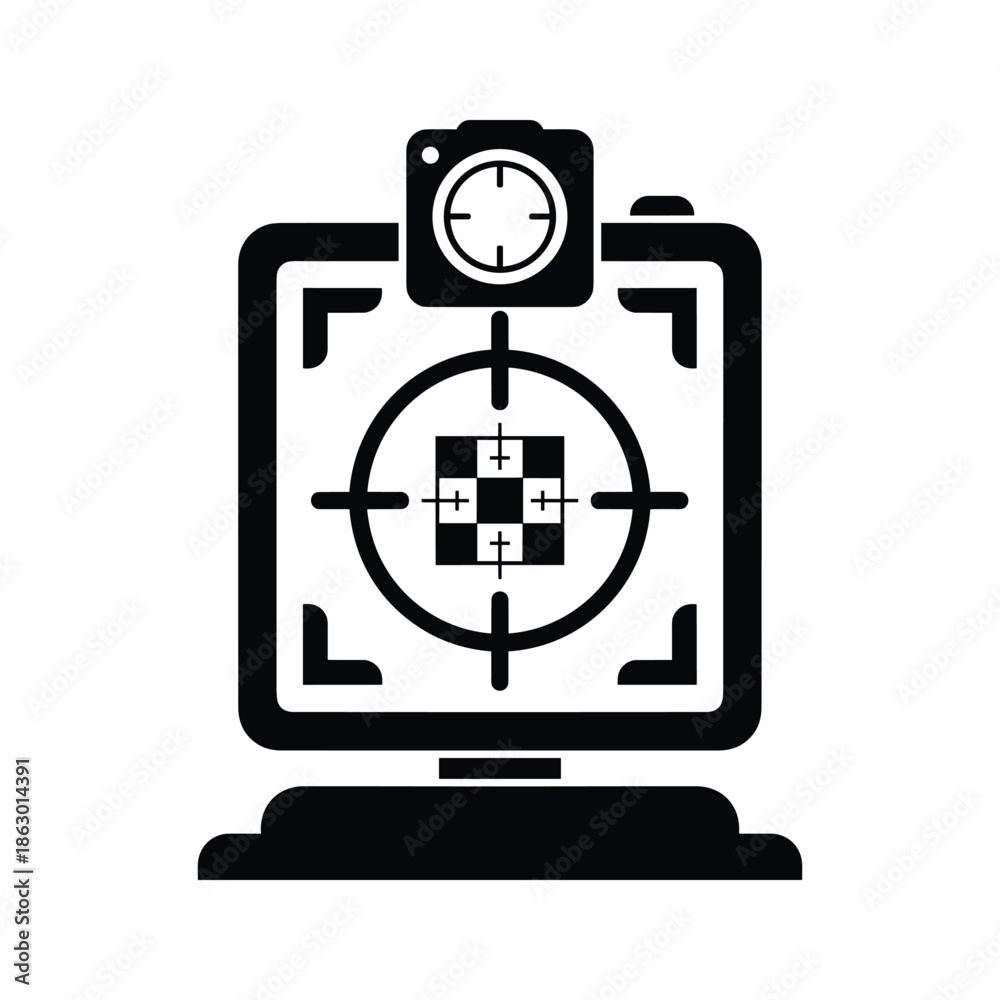 Obraz premium Computer monitor with camera target icon
