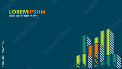 Modern abstract city skyline vector background with geometric lines