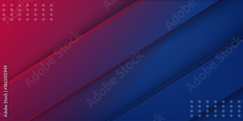 Abstract blue red banner geometric shapes background. Vector abstract graphic design banner pattern presentation background web template.