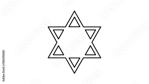 Star of David, a Jewish symbol, drawn with black lines on a white background.