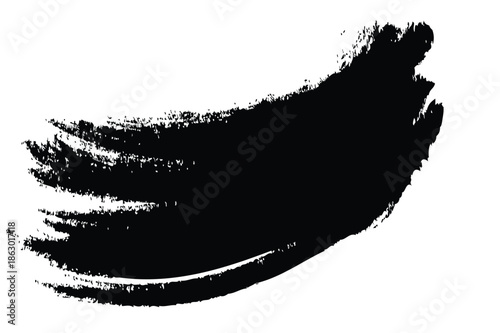 Grunge Black Ink Brush Stroke Vector Texture on White Background